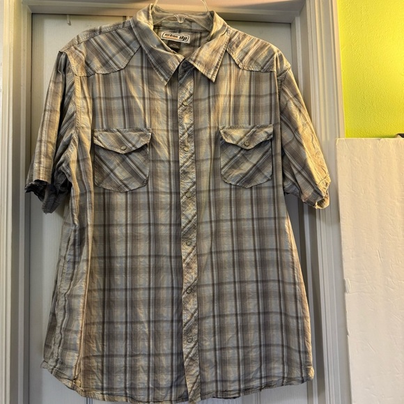 Urban Pipeline Men's Western Gray Plaid Short Sleeve Shirt Pearl Snap - Picture 1 of 6